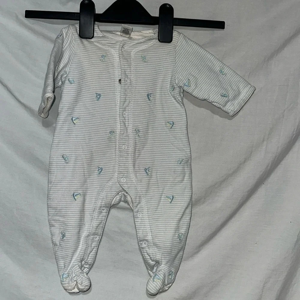 Newborn - 3 month GAP sailboat embroidered thick footie outfit